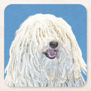 Puli-Malerei - Niedliche Original Hunde-Kunst Rechteckiger Pappuntersetzer