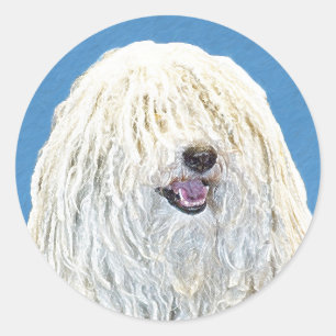 Puli-Malerei - Niedliche Original Hunde-Kunst Runder Aufkleber
