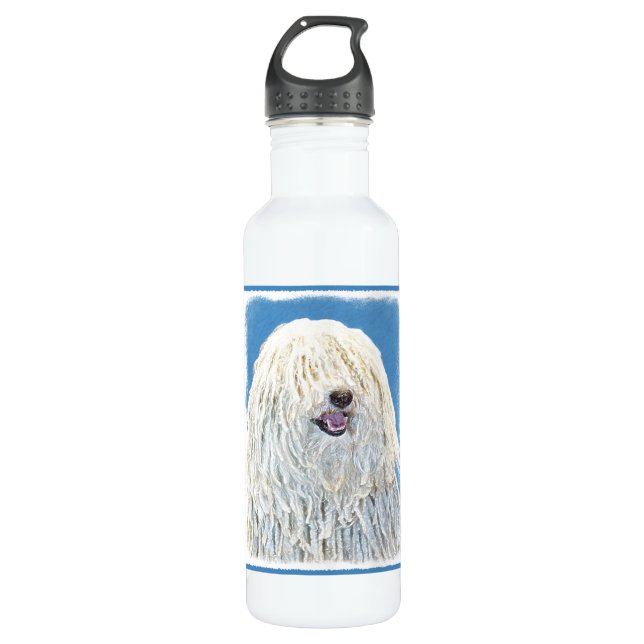 Puli-Malerei - Niedliche Original Hunde-Kunst Trinkflasche (Vorderseite)