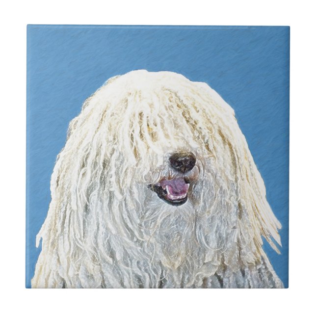 Puli Malerei - niedliche ursprüngliche Hundekunst Fliese (Vorderseite)