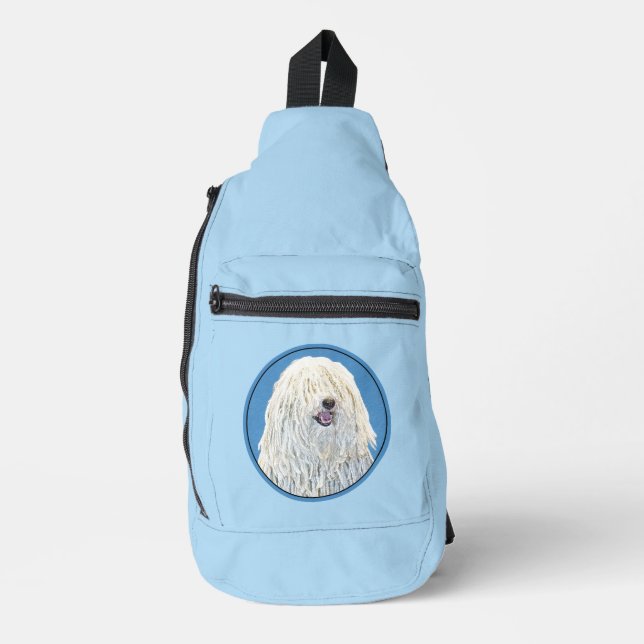 Puli Malerei Weißcreme Niedlich Original Hunde Kun Crossbody Bag (Vorderseite)