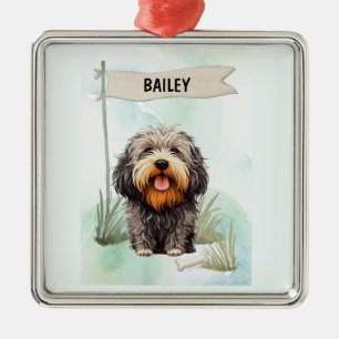 Puli-Wasserfarbe Personalisierter Hund Ornament Aus Metall