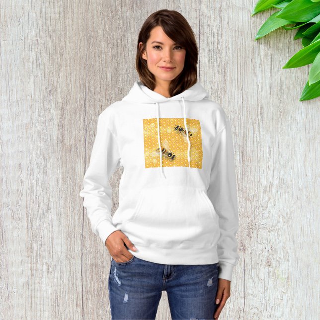 Pull À Capuche Abeilles de miel sur un Motif de nid d'abeille (Créateur téléchargé)