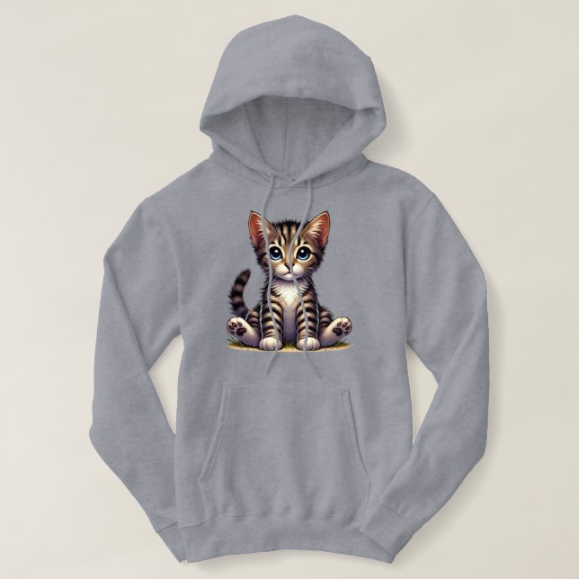 Pull À Capuche Adorable Tabby Kitten Aux Yeux Bleus (Design devant)