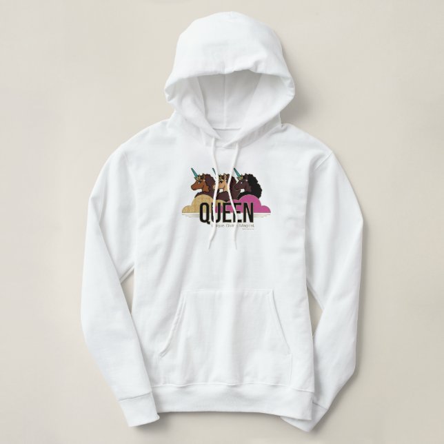 Pull À Capuche Afro Unicorn Queen Trio Design (Design devant)