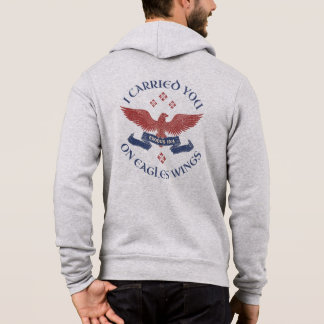 Pull À Capuche Ailes d'aigle Écriture Exode 19:4 Rouge/Bleu