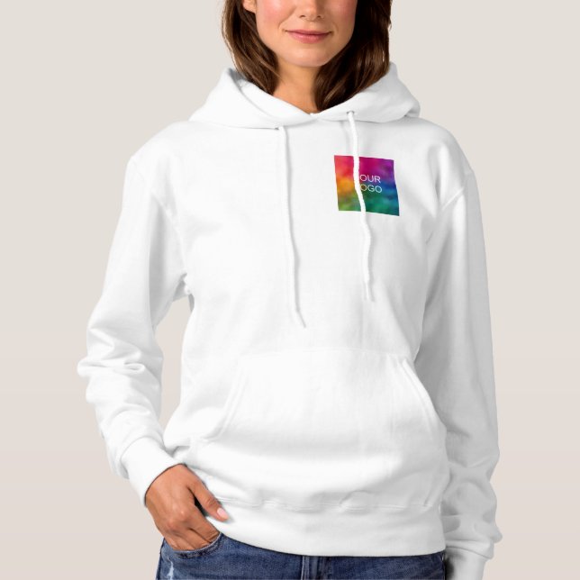 Pull À Capuche Ajouter le logo de l'entreprise Blanc couleur Modè (Devant)