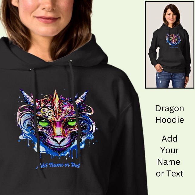 Pull À Capuche Ajouter le nom Texte, Imaginaire rose bleu Dragon  (Créateur téléchargé)