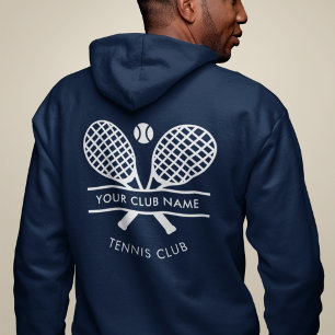 Pull À Capuche Ajouter Votre Nom Club Tennis Icônes Marine Bleu
