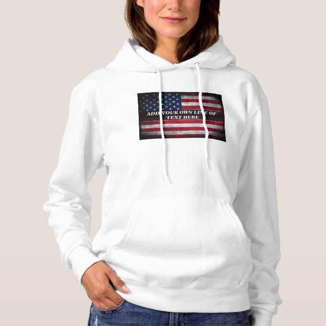 Pull À Capuche Ajouter votre texte sur le drapeau américain (Devant)