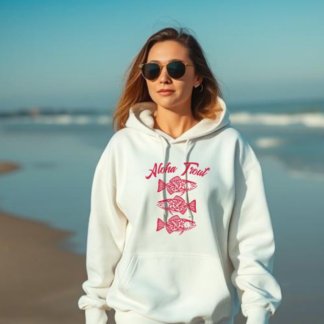 Pull À Capuche Aloha Trout Hawaiian Cherry Red (Aloha Trout Hawaiian Cherry Red-Fisherman Style Trendy)