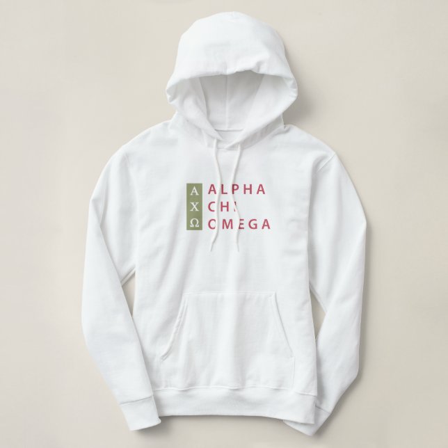 Pull À Capuche Alpha Chi Omega | Logo Empilé (Design devant)