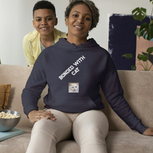 Pull À Capuche Amateur de chat personnalisé Bleu marine Blanc Cit