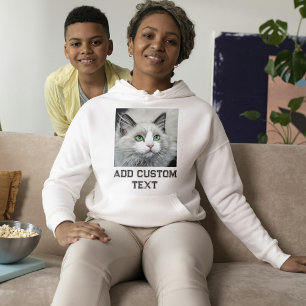Pull À Capuche Amateur de chat personnalisé Texte blanc gris Phot
