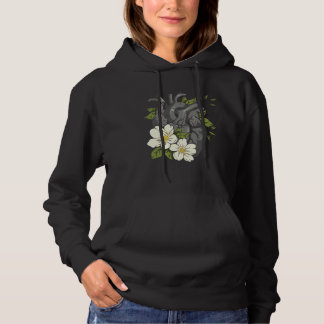 Pull À Capuche Anatomical Heart And Flowers  Men Women Cardiologi