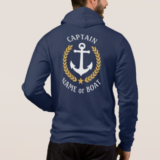 Pull À Capuche Ancre nautique Capitaine Nom du bateau Gold Laurel