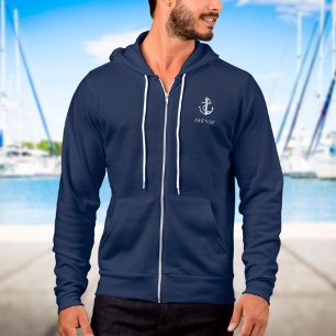 Pull À Capuche Ancre nautique personnalisée et nom de bateau de c