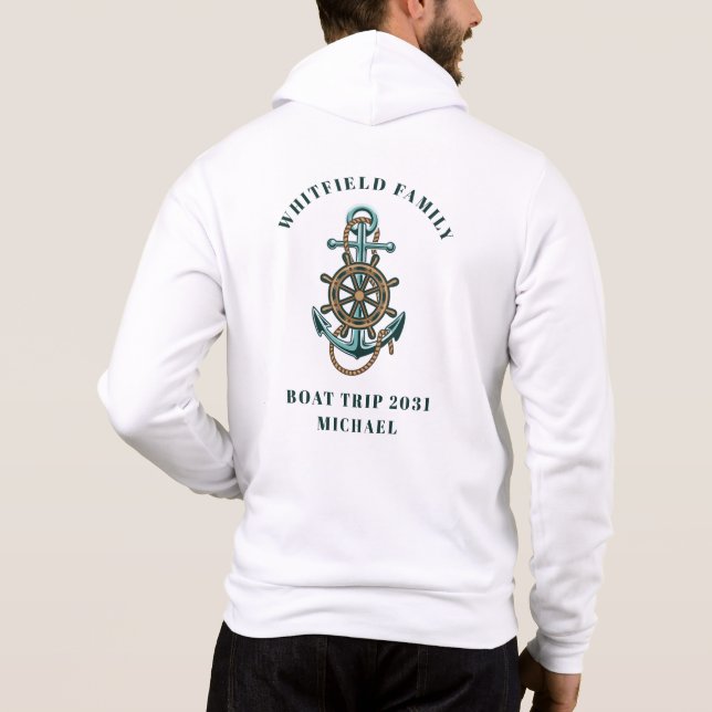 Pull À Capuche Ancres nautiques personnalisées Voyage en bateau d (Dos)