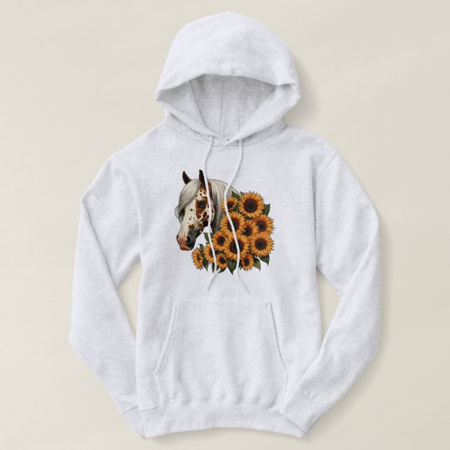 Pull À Capuche Appaloosa Horse aux tournesols (Design devant)