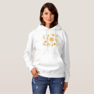 Pull À Capuche Aquarelle Automne Citrouille Feuille Floral