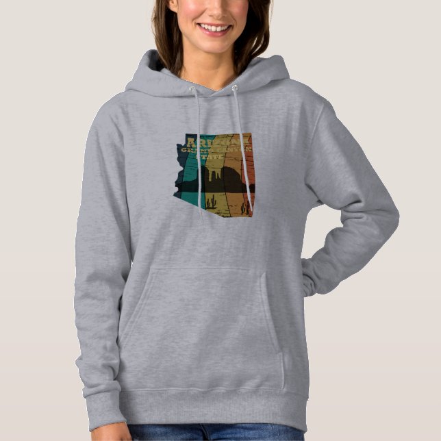 Pull À Capuche Arizona Sedona carte grand canyon paysage rétro (Devant)