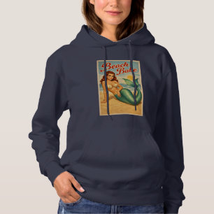 Pull À Capuche Art de sirène pin-up de fille de plage Vie côtiè