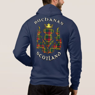 Pull À Capuche Badge de clan Buchanan & Tartan avec devise