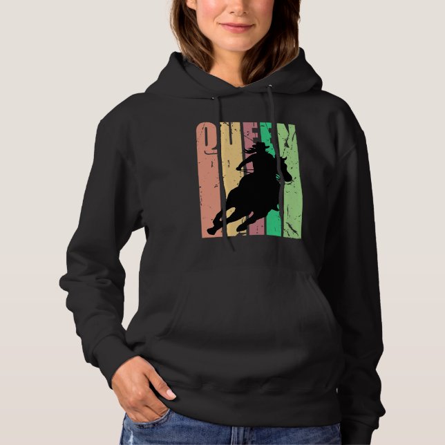 Pull À Capuche Barrel Racing Queen Rodeo Women Cowgirls Retro Vin (Devant)