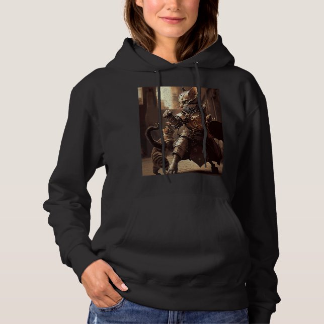 Pull À Capuche Bataille de chats Steampunk (Devant)
