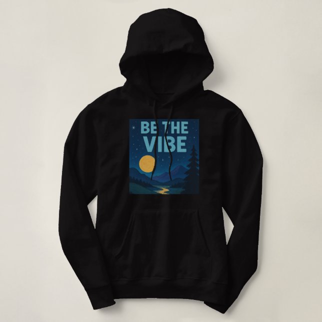 Pull À Capuche “Be The Vibe” Retro Crayon Nightscape Aesthetic (Design devant)