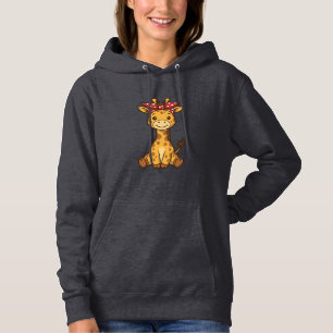 Pull À Capuche Bébé girafe mignon avec noeud papillon design vect