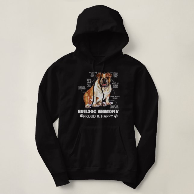 Pull À Capuche Belle Anglais Bulldog Anatomie Amoureux des chiens (Design devant)