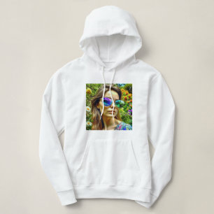 Pull À Capuche Belle fille avec lunettes de soleil Fleurs de réfl