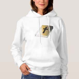 Pull À Capuche Bible Sainte en or avec Croix Noire Religieuse