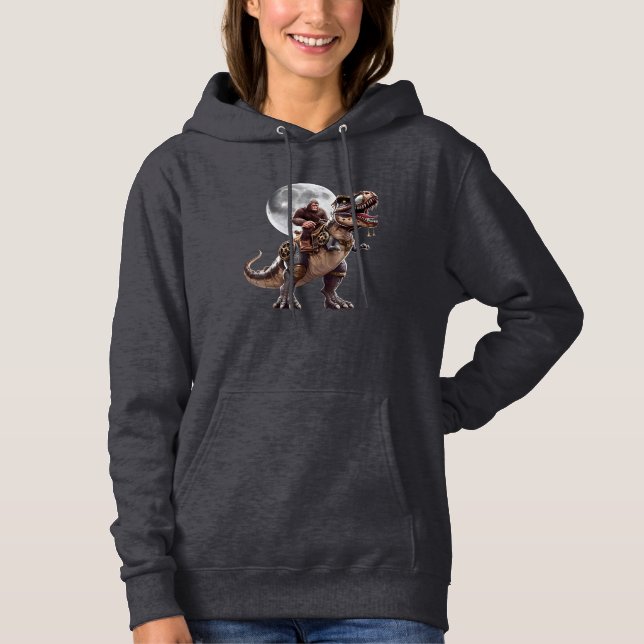 Pull À Capuche Bigfoot équitation Dinosaur Funny Sasquatch Pleine (Devant)