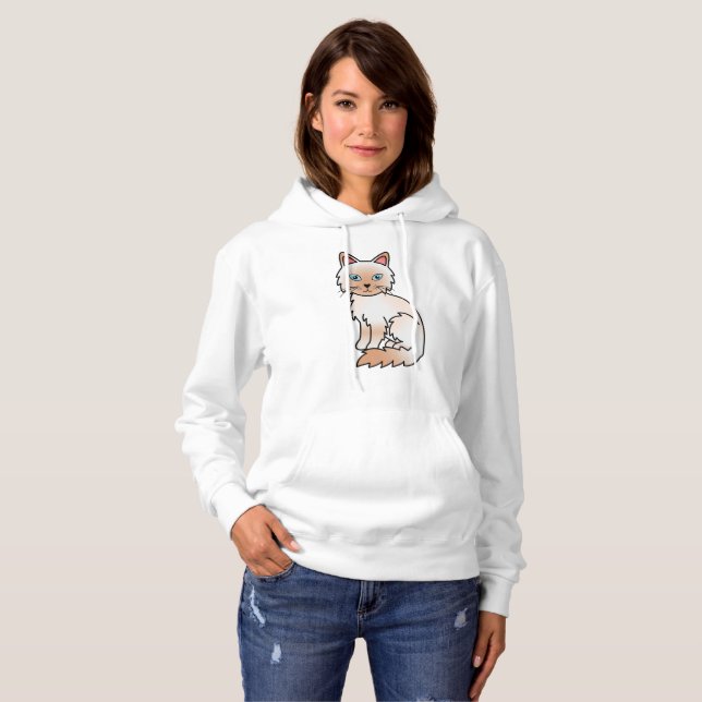 Pull À Capuche Birman / Ragdoll Point Rouge Chat de Dessin Animé  (Devant entier)