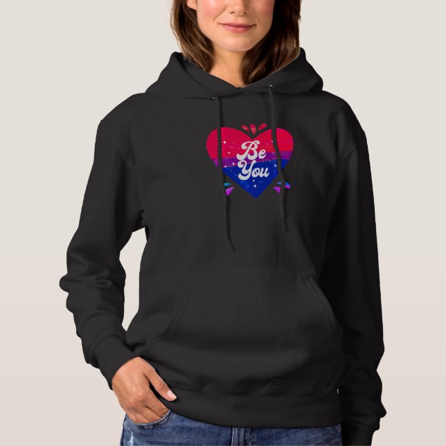 Pull À Capuche Bisexual Bi Fierté Drapeau Coeur Be You (Devant)