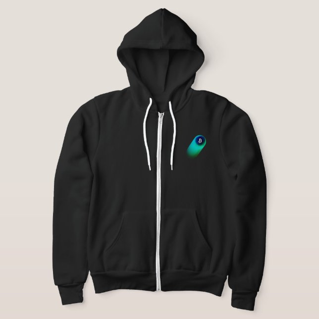Pull À Capuche Bitcoin Art (Comète - Style 2, Noir) (Poser)