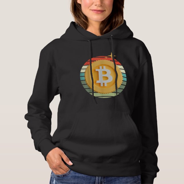 Pull À Capuche Bitcoin BTC Crypto Cryptocurrency Retro Sunset Inv (Devant)