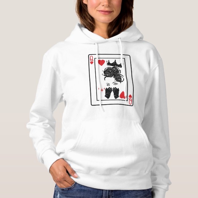 Pull À Capuche Black Queen of Hearts Blackjack Cards Poker Couple (Devant)