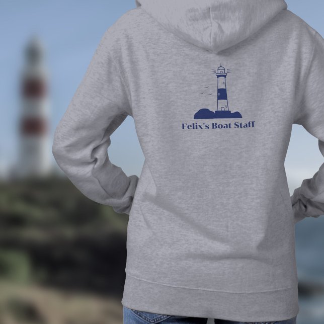 Pull À Capuche Bleu de la marine phare (Lighthouse Navy Blue Hoodie - Back)