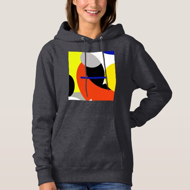 Pull À Capuche Bleu jaune Art Abstrait (Devant)