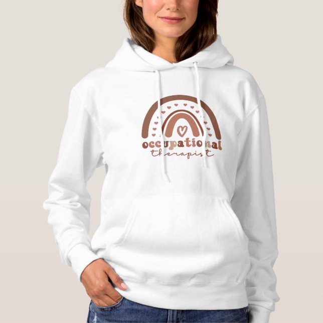 Pull À Capuche Boho Rainbow OT ergothérapeute cadeau (Devant)