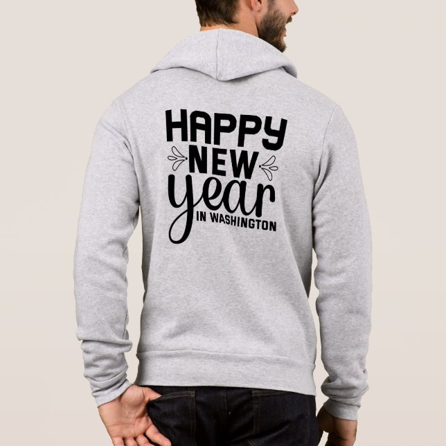 Pull À Capuche Bonne année à Washington-54688 (Dos)