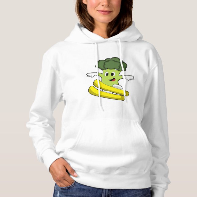 Pull À Capuche Broccoli comme skieur avec ski (Devant)
