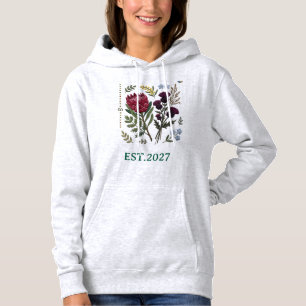 Pull À Capuche Broderie personnalisée Botanique Fleur sauvage Mam