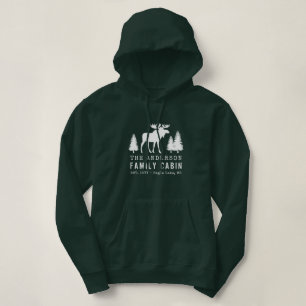 Pull À Capuche Cabine de famille Rustic Moose Pine Trees Silhouet