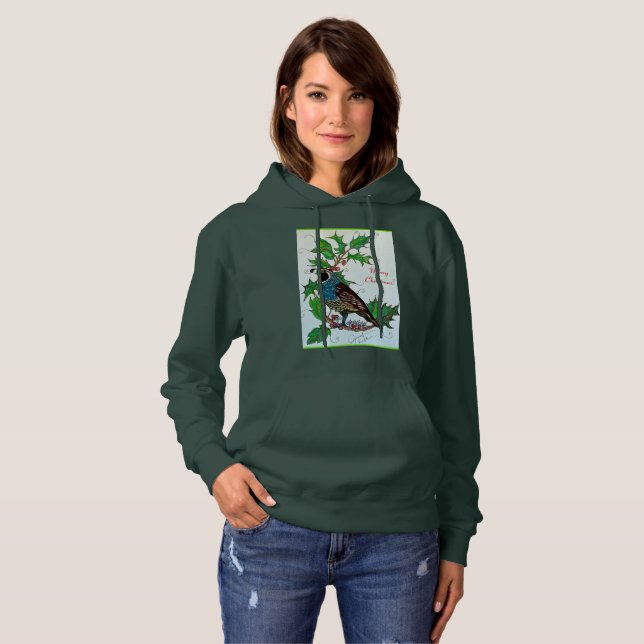 Pull À Capuche Caille dans le houx  (Devant entier)