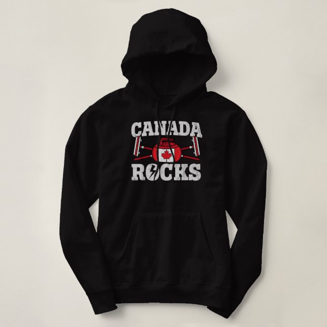 Pull À Capuche Canada Curling Broom Sports de glace d'hiver Canad (Design devant)