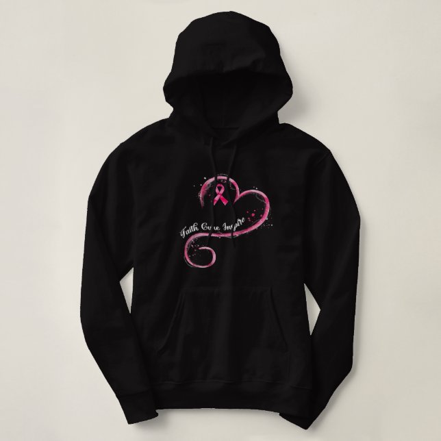 Pull À Capuche Cancer du sein Faith Cure Inspire Pink Ribbon Brea (Design devant)